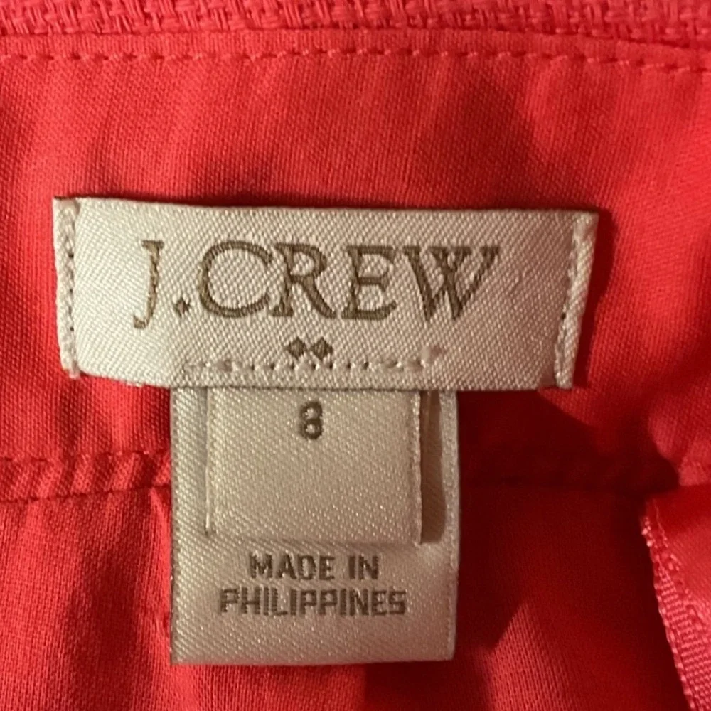 J. Crew Fact  Women's Coral Embroidered Floral Detail Full Lined Mini Skirt Sz 8